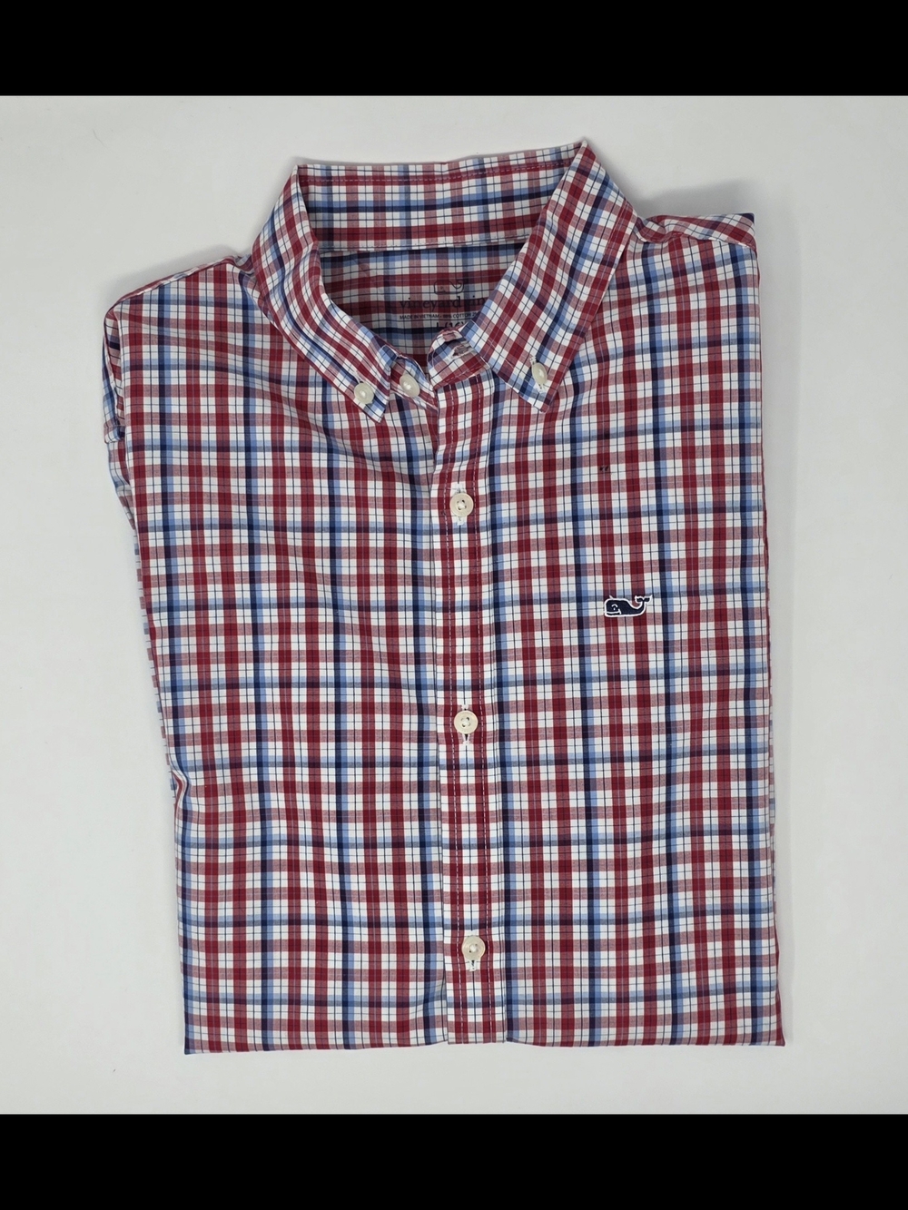 Vineyard Vines Red, Blue & White Plaid Button-Down Shirt